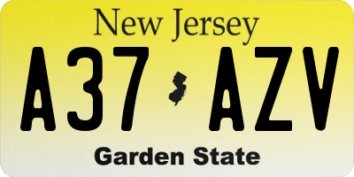 NJ license plate A37AZV