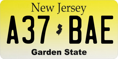 NJ license plate A37BAE