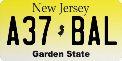 NJ license plate A37BAL