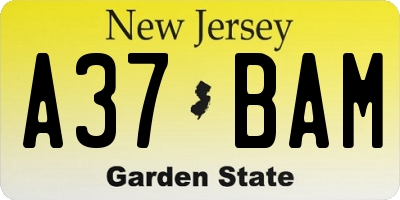 NJ license plate A37BAM