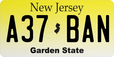 NJ license plate A37BAN