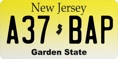 NJ license plate A37BAP