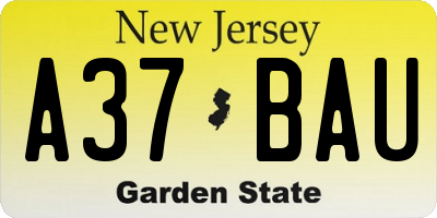 NJ license plate A37BAU