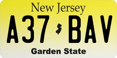 NJ license plate A37BAV