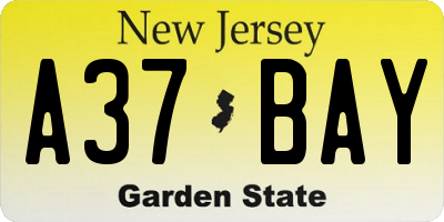NJ license plate A37BAY