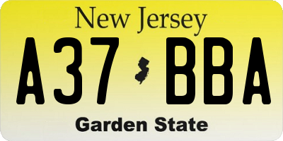NJ license plate A37BBA