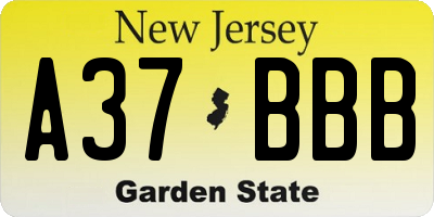 NJ license plate A37BBB