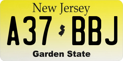 NJ license plate A37BBJ