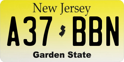 NJ license plate A37BBN