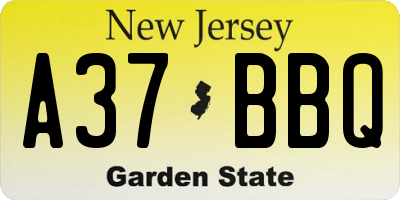 NJ license plate A37BBQ