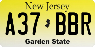 NJ license plate A37BBR