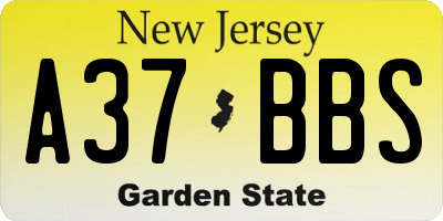 NJ license plate A37BBS
