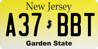 NJ license plate A37BBT