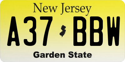 NJ license plate A37BBW