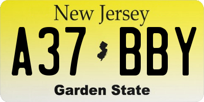 NJ license plate A37BBY
