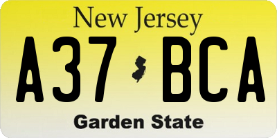 NJ license plate A37BCA