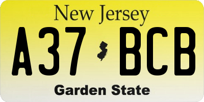 NJ license plate A37BCB