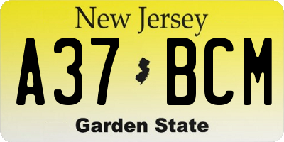 NJ license plate A37BCM