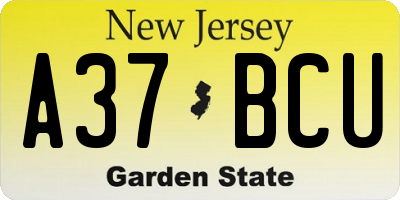 NJ license plate A37BCU