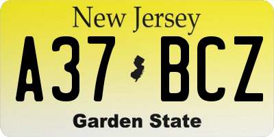 NJ license plate A37BCZ
