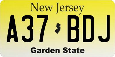 NJ license plate A37BDJ