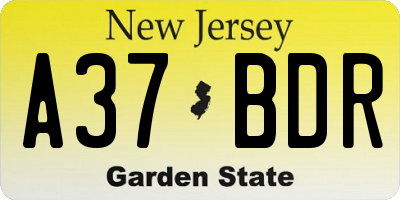 NJ license plate A37BDR