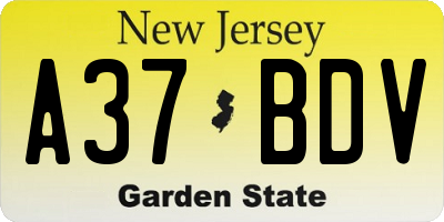 NJ license plate A37BDV