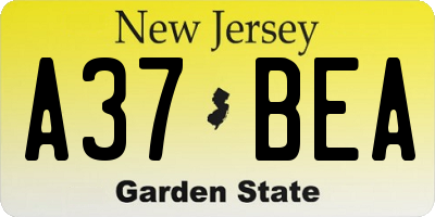 NJ license plate A37BEA