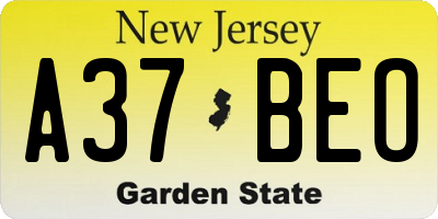 NJ license plate A37BEO