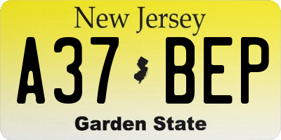 NJ license plate A37BEP