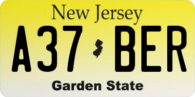 NJ license plate A37BER