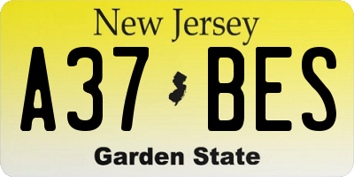 NJ license plate A37BES