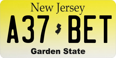NJ license plate A37BET
