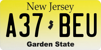 NJ license plate A37BEU
