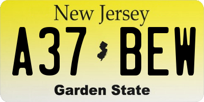 NJ license plate A37BEW