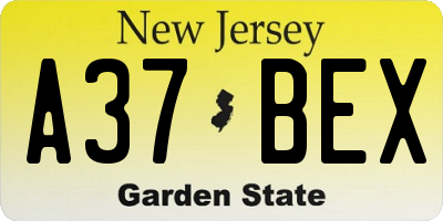 NJ license plate A37BEX