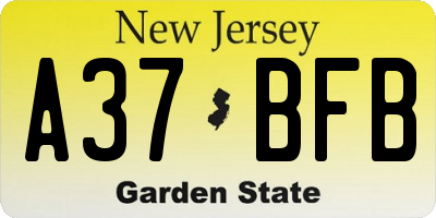 NJ license plate A37BFB