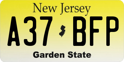 NJ license plate A37BFP