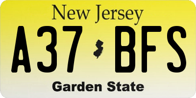 NJ license plate A37BFS