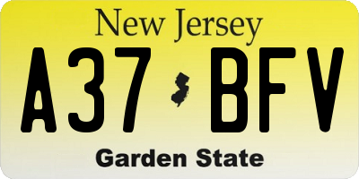 NJ license plate A37BFV