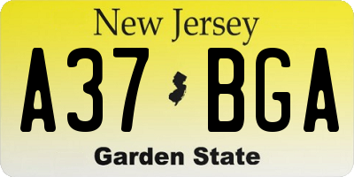 NJ license plate A37BGA