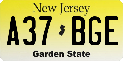 NJ license plate A37BGE