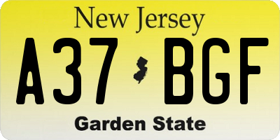 NJ license plate A37BGF