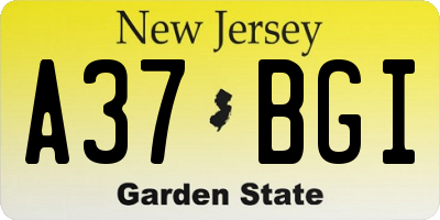 NJ license plate A37BGI