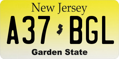 NJ license plate A37BGL