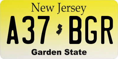 NJ license plate A37BGR