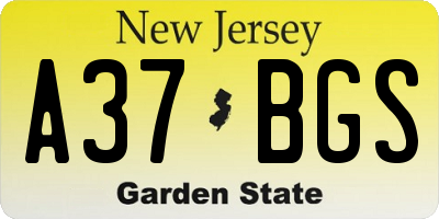 NJ license plate A37BGS
