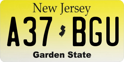 NJ license plate A37BGU