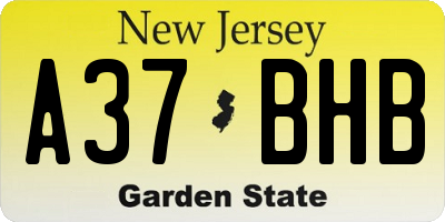 NJ license plate A37BHB