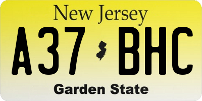 NJ license plate A37BHC